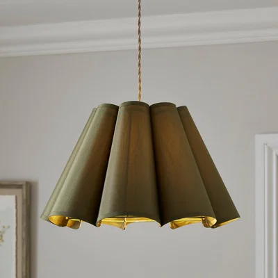 Dunelm Petal Pleat Easy Fit Lamp Shade Olive