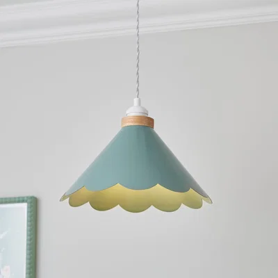Dunelm Remi Scalloped Easy Fit Pendant Shade Green