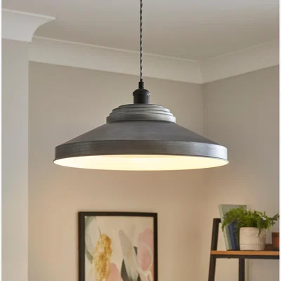 Dunelm Spun Metal Easy Fit Pendant Pewter