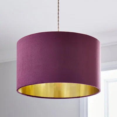 Dunelm Clara Velvet Drum Lamp Shade Aubergine (Purple)