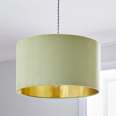Dunelm Clara Velvet Drum Lamp Shade Fern