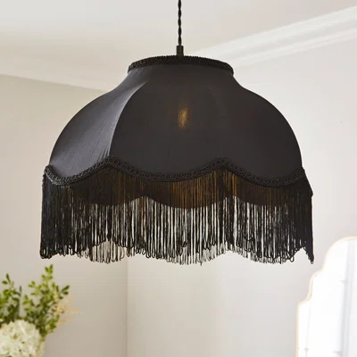 Dunelm Carmona Fringed Velvet Lamp Shade