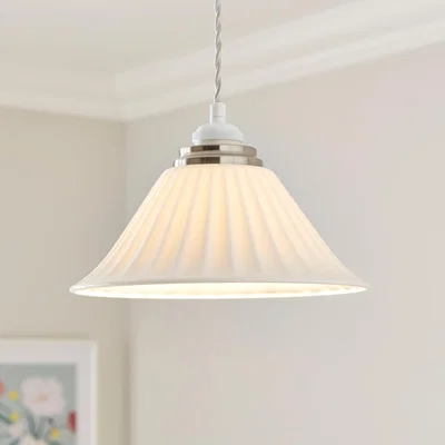 Dunelm Lilbourne Ribbed Ceramic Easy Fit Pendant Shade White