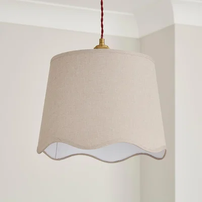 Dunelm Scalloped Edge Linen Lamp Shade Grey