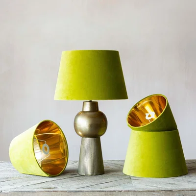 Graham & Green Graham and Green 14" Retro Pistachio Velvet Lamp Shade