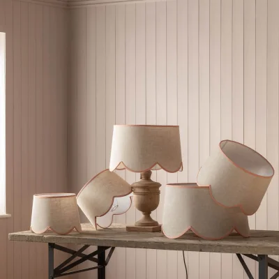 Graham & Green Graham and Green 16" Dusky Pink Scallop Lamp Shade