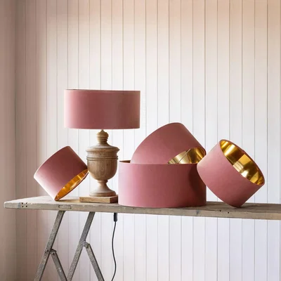Graham & Green Graham and Green 14 inch Rose Velvet Lamp Shade