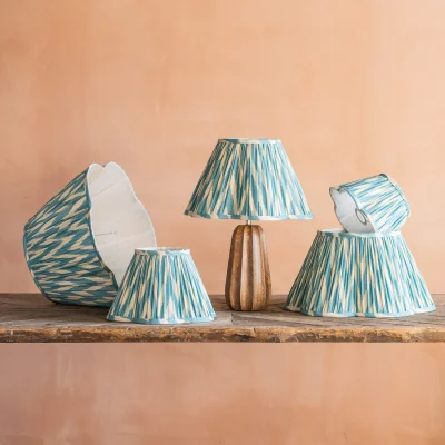 Graham & Green Graham and Green Sky Ikat Scallop Lampshade - 13 inch