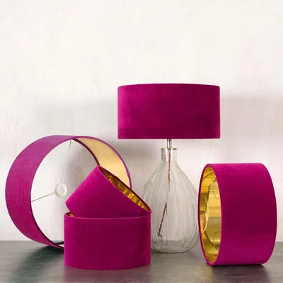 Graham & Green Tulip Pink Velvet Lamp Shade 20"