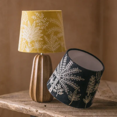 Graham & Green Graham and Green Mustard Jungle Embroidered Straight Empire Lampshade - 10 inch