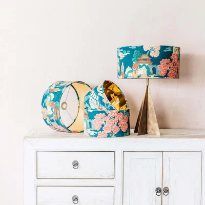 Graham & Green Japanese Garden Velvet Lamp Shade 10"