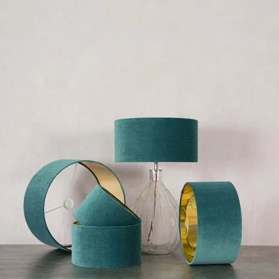 Graham & Green Ocean Velvet Lamp Shade 10"