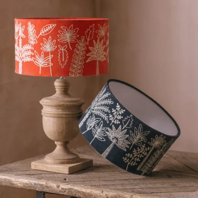 Graham & Green Graham and Green Coral Jungle Embroidered Drum Lampshade - 14 inch