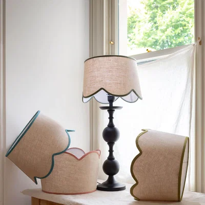 Graham & Green Graham and Green 12" Dusky Pink Scallop Lamp Shade