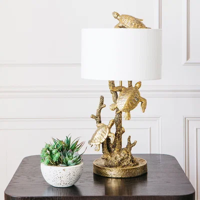 Graham & Green Golden Turtles Lamp With Shade
