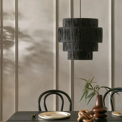 Habitat Habitat Salto Raffia Black 4 Tier Pendant shade - 40cm