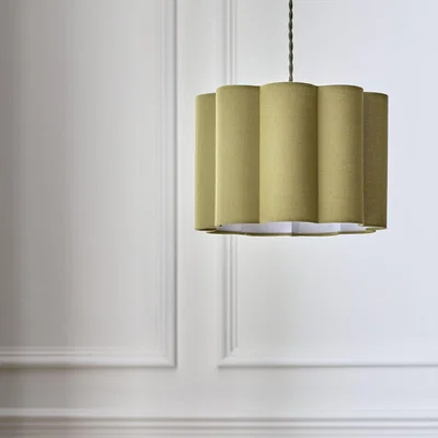 Habitat Habitat Rattan Pleat Olive Easy Fit Lampshade - 30cm