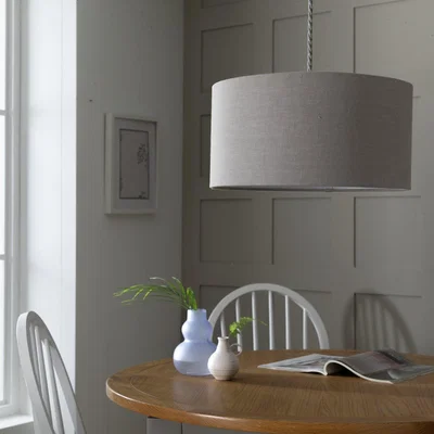 Habitat Habitat Linen 18x35cm Easy Fit Drum Shade - Soft Grey