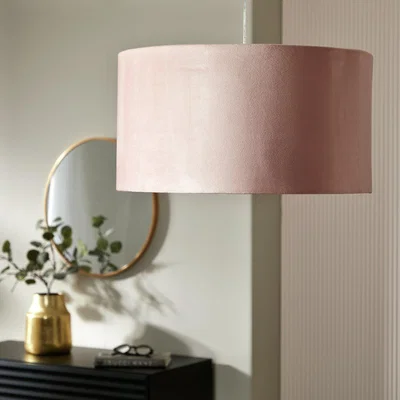 Habitat Habitat Blush 20x40cm Velvet Drum Shade - Pink