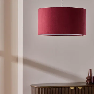 Habitat Habitat Dark Red Velvet Easy Fit Drum Lampshade - 49cm
