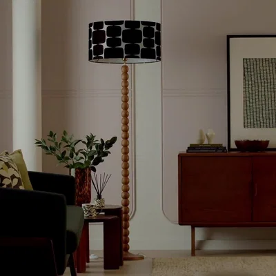 Habitat Habitat x Scion Lohko 25x49cm Faux Linen Drum Shade - Black