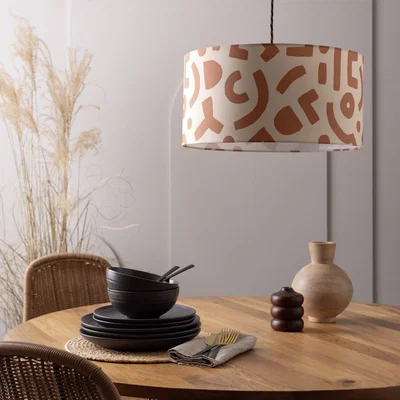 Habitat Habitat Global Terracotta 20x40cm Printed Drum Shade