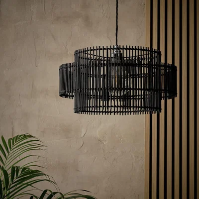 Habitat Habitat Black Bamboo 2 Tier Easy Fit Lampshade - 41cm