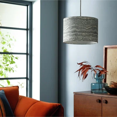 Habitat Habitat 20x30cm Foilage Printed Shade - White & Black