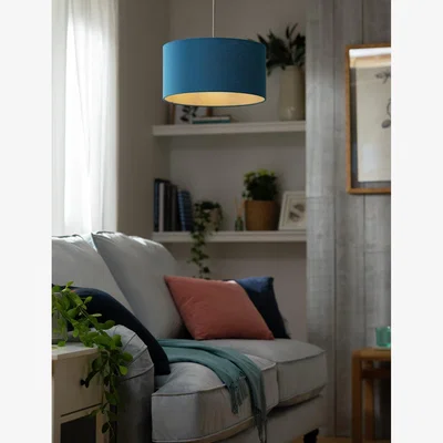 Habitat Habitat Tannie Linen 49cm Drum Shade - Blue