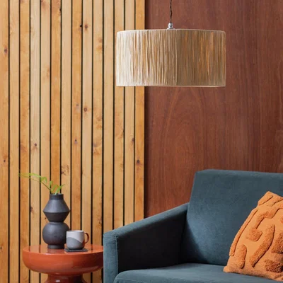 Habitat Habitat Salto Beige Raffia Drum Lampshade - 40cm