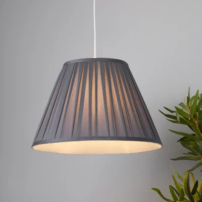 Homebase Raye Taper Pleat Silk Lamp Shade - 40cm - Charcoal