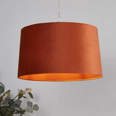 Homebase Velvet Drum Lamp Shade - 40cm - Burnt Orange