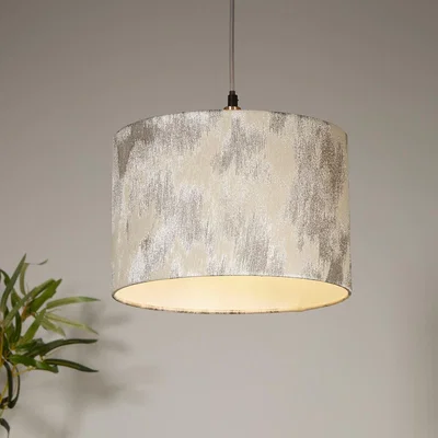Homebase Abstract 30cm Drum Lamp Shade - Silver