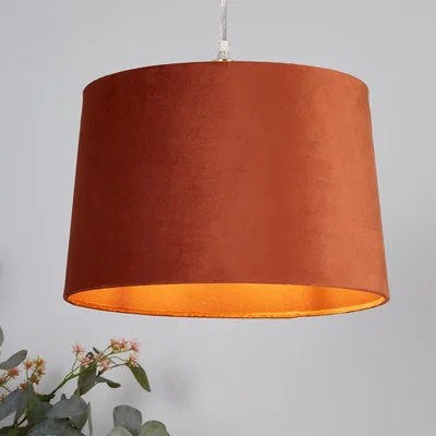 Homebase Velvet Drum Lamp Shade - 30cm - Burnt Orange