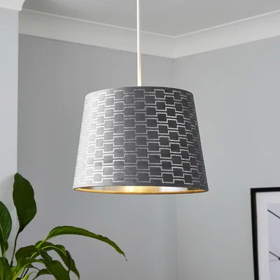 Homebase Mia Velvet 30cm Patterned Lamp Shade - Grey