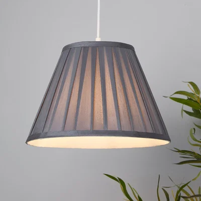 Homebase Raye Taper Pleat Silk Lamp Shade - 30cm - Charcoal