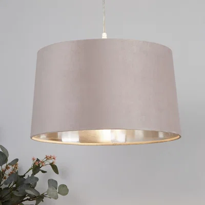 Homebase Velvet Drum Lamp Shade - 40cm - Mink