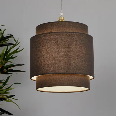 Homebase Finn Tiered Lamp Shade - 25cm - Charcoal
