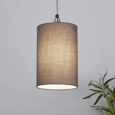 Homebase Clyde Cylinder Lamp Shade - 16cm - Charcoal