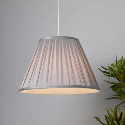Homebase Raye Taper Pleat Silk Lamp Shade - 40cm - Silver