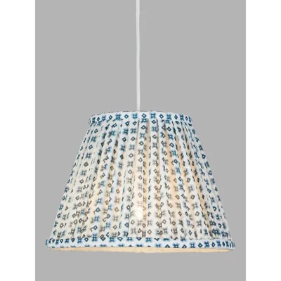 John Lewis John Lewis & Partners Maurin Tapered Lampshade, White/Blue