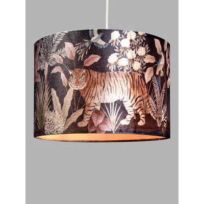 John Lewis John Lewis & Partners Bengal Tiger Velvet Lampshade, Multi