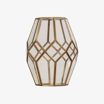 John Lewis nkuku Nazat Geometric Iron Lamp Shade, Antique Brass