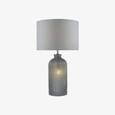 Knees Dar Lighting PAM4239 Pamplona Table Lamp Grey Complete With Grey Faux Silk Shade