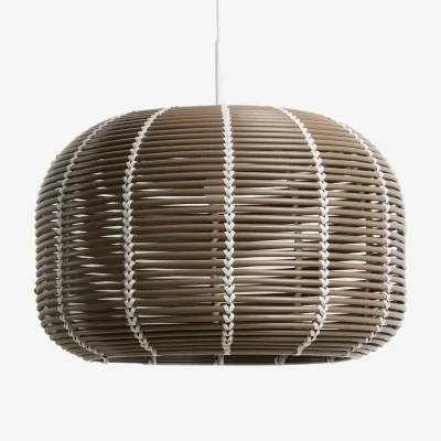 Kave Home Garoina lampshade for outdoor ceiling lamp in taupe synthetic rattan Ø 50cm