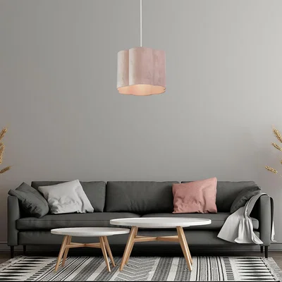 La Redoute 36cm Velvet Scallop Lampshade Blush Pink