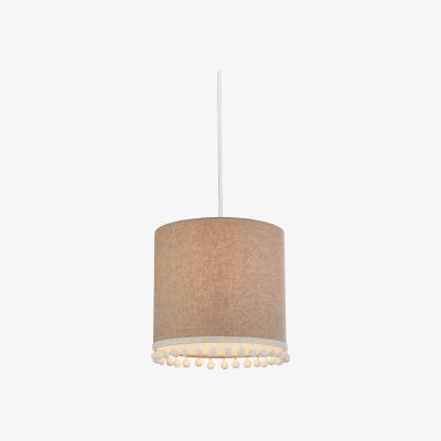 La Redoute 25cm Natural Linen Lampshade Pink with Pom Pom Trim
