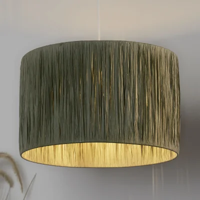 La Redoute 35cm Raffia Lampshade in Sage Green