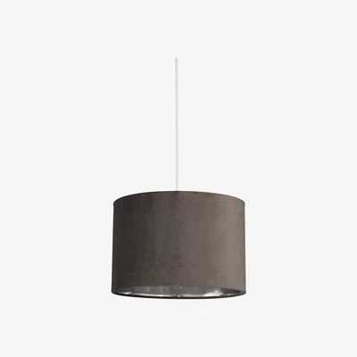 La Redoute 30cm Velvet Lampshade Grey with Silver Lining