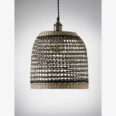 La Redoute 28cm Natural and Black Mix Seagrass Woven Lampshade